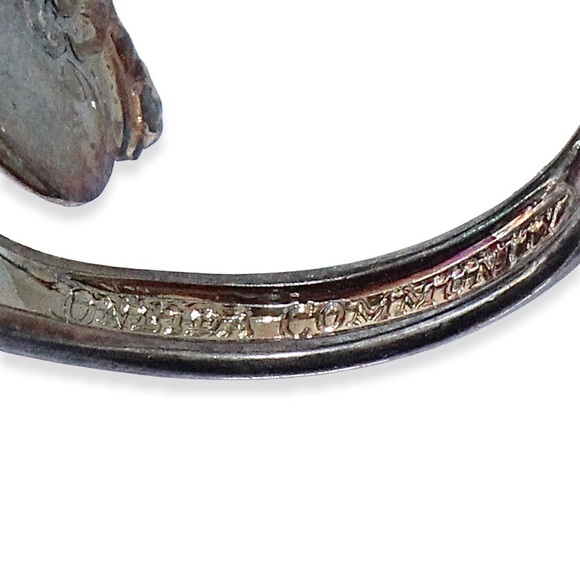 Vintage Oneida Community Sterling Silver Plated Spoon Ring Size 8 Wrap Bypass - Picture 3 of 4